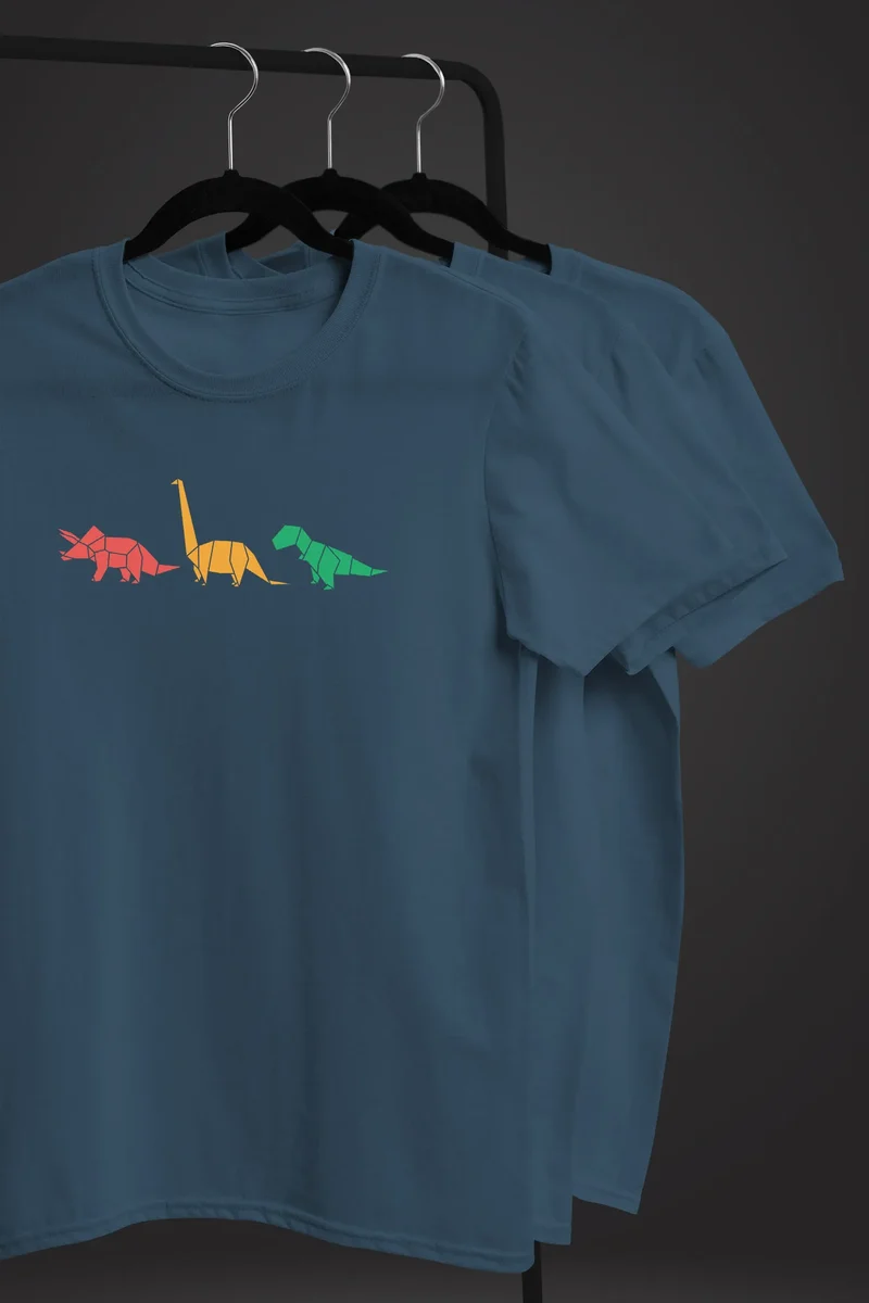 Herren T-Shirt Dinosaurier Aufdruck Polygon Tiere Geometric Print Fashion Streetstyle