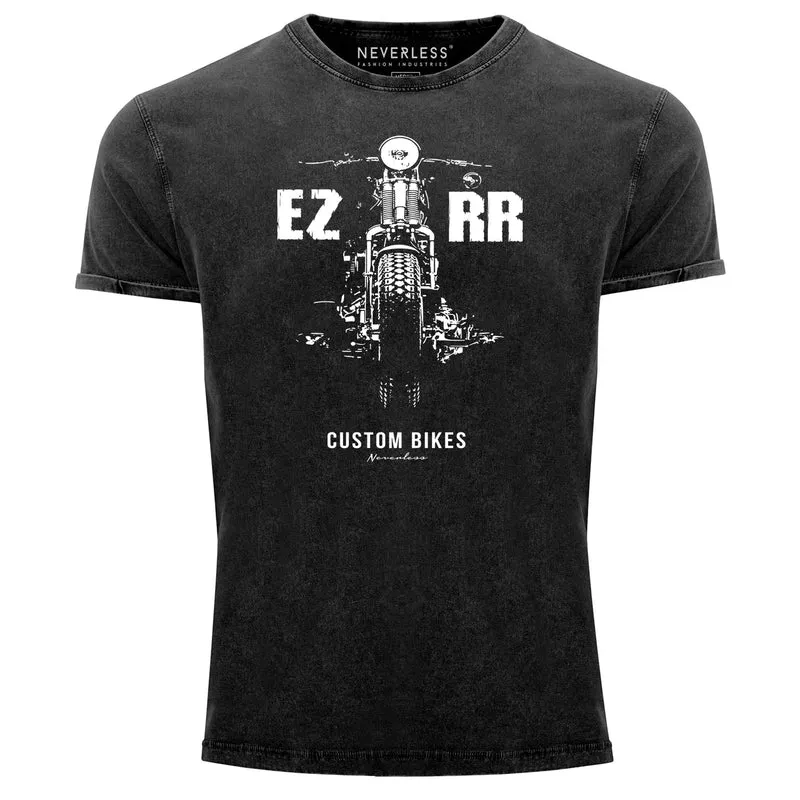 Cooles Angesagtes Herren T-Shirt Vintage Shirt Biker Motorrad Chopper Motiv Aufdruck Used Look Slim Fit