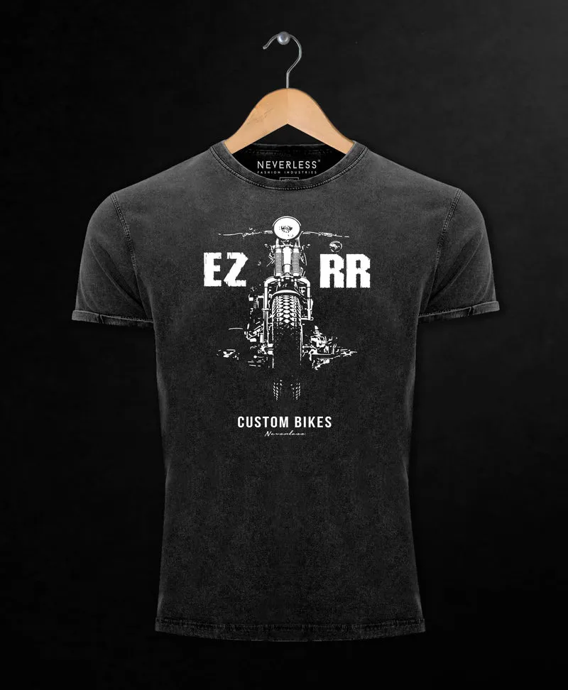 Cooles Angesagtes Herren T-Shirt Vintage Shirt Biker Motorrad Chopper Motiv Aufdruck Used Look Slim Fit