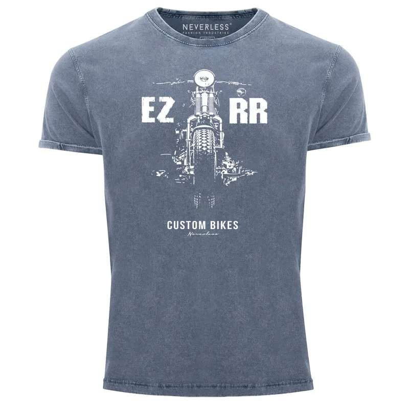 Cooles Angesagtes Herren T-Shirt Vintage Shirt Biker Motorrad Chopper Motiv Aufdruck Used Look Slim Fit