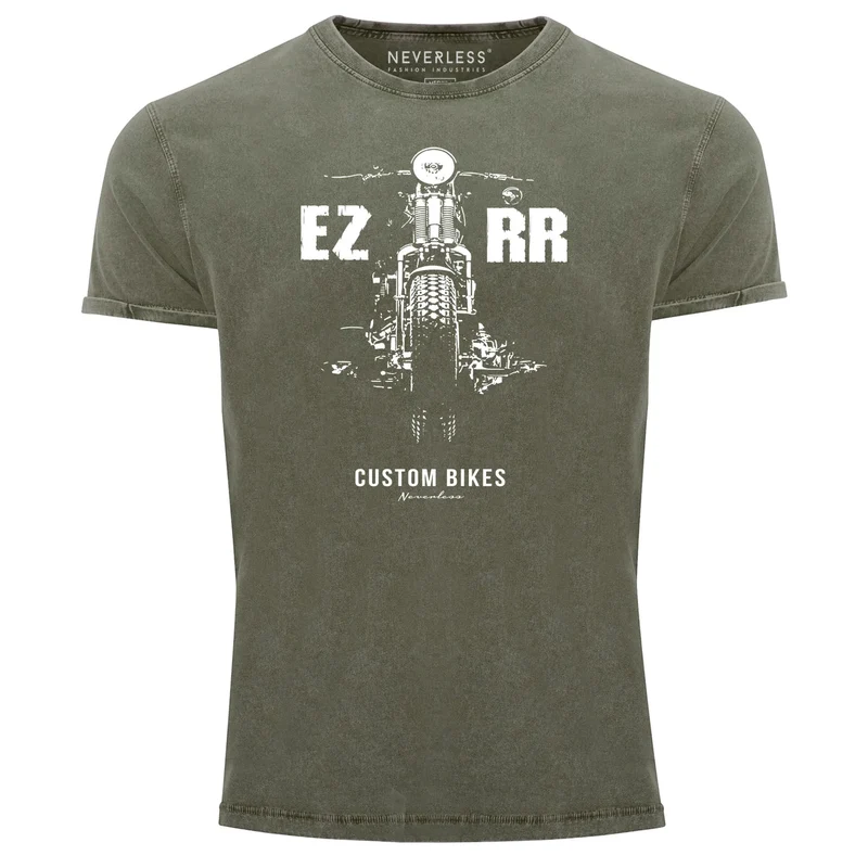 Cooles Angesagtes Herren T-Shirt Vintage Shirt Biker Motorrad Chopper Motiv Aufdruck Used Look Slim Fit