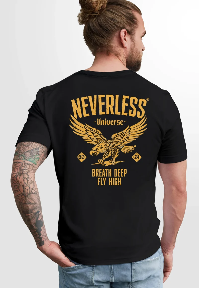 Herren T-Shirt Backprint Herren Adler Eagle Print Retro Design Rückenaufdruck Männer Fashion Streetstyle
