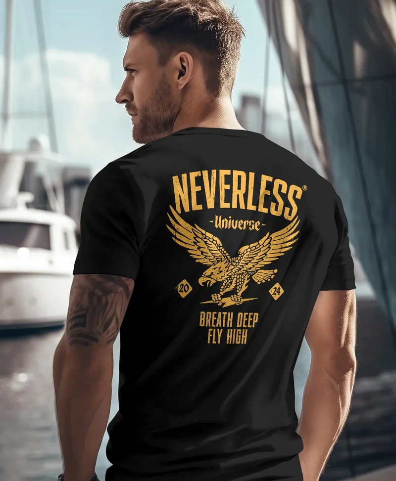 Herren T-Shirt Backprint Herren Adler Eagle Print Retro Design Rückenaufdruck Männer Fashion Streetstyle