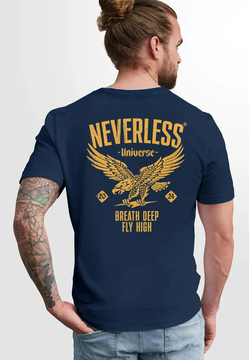 Herren T-Shirt Backprint Herren Adler Eagle Print Retro Design Rückenaufdruck Männer Fashion Streetstyle