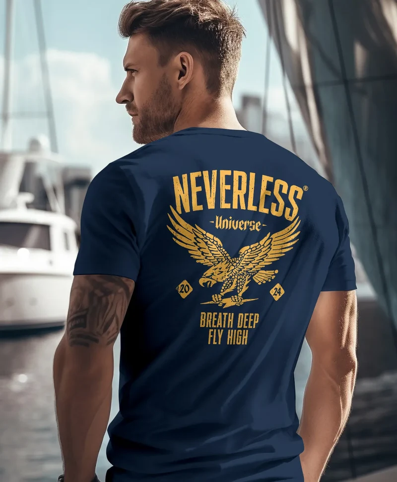 Herren T-Shirt Backprint Herren Adler Eagle Print Retro Design Rückenaufdruck Männer Fashion Streetstyle