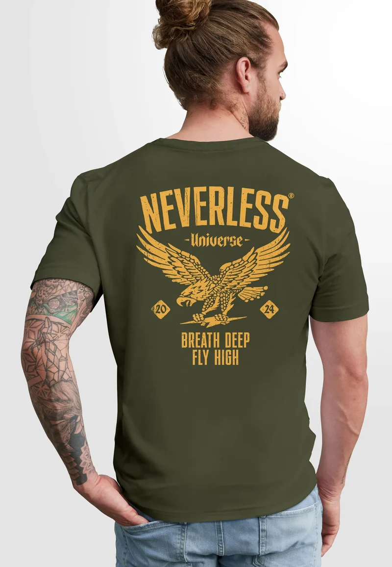 Herren T-Shirt Backprint Herren Adler Eagle Print Retro Design Rückenaufdruck Männer Fashion Streetstyle