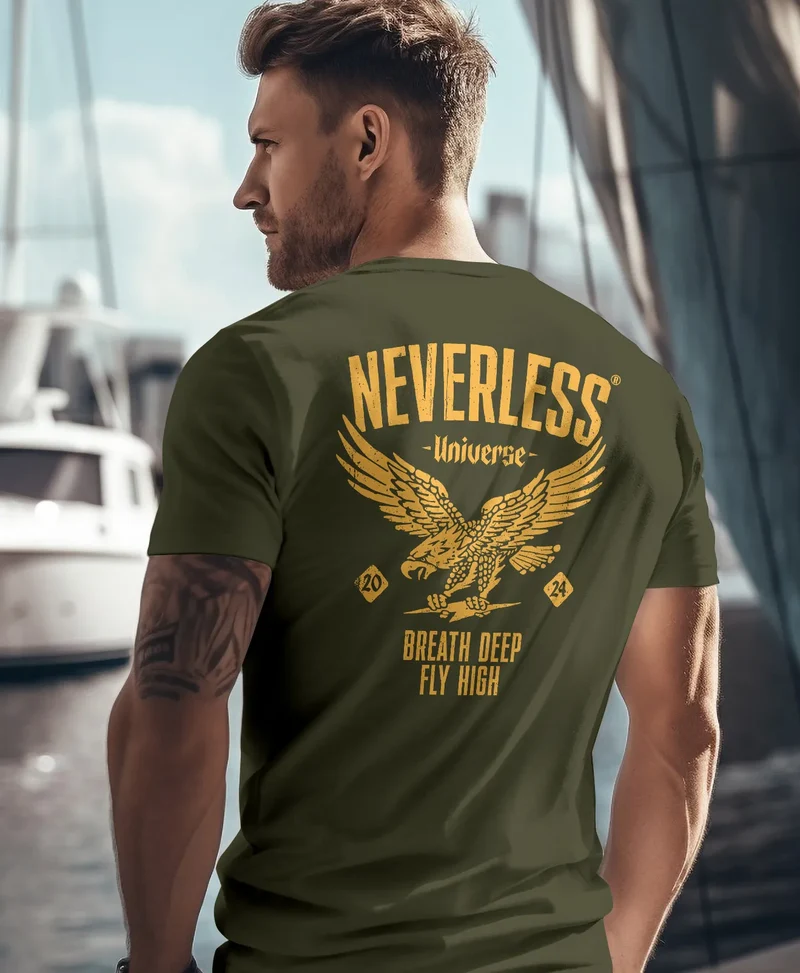 Herren T-Shirt Backprint Herren Adler Eagle Print Retro Design Rückenaufdruck Männer Fashion Streetstyle