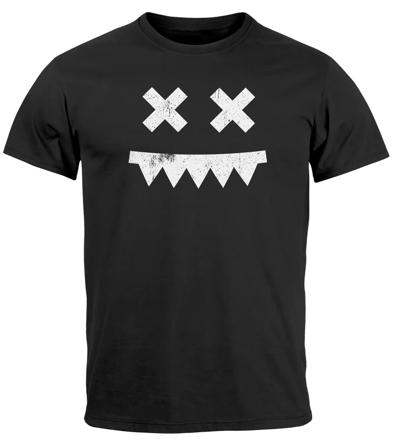 Herren T-Shirt Frontprint Smile Smiling Face Techwear Trend Fashion Streetstyle