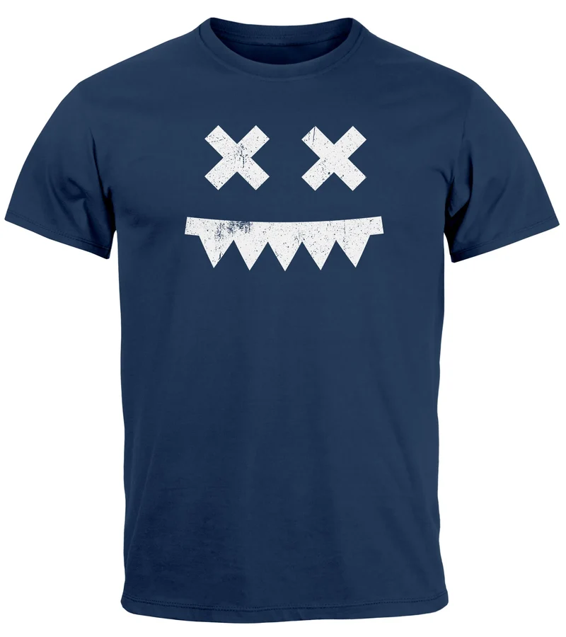 Herren T-Shirt Frontprint Smile Smiling Face Techwear Trend Fashion Streetstyle
