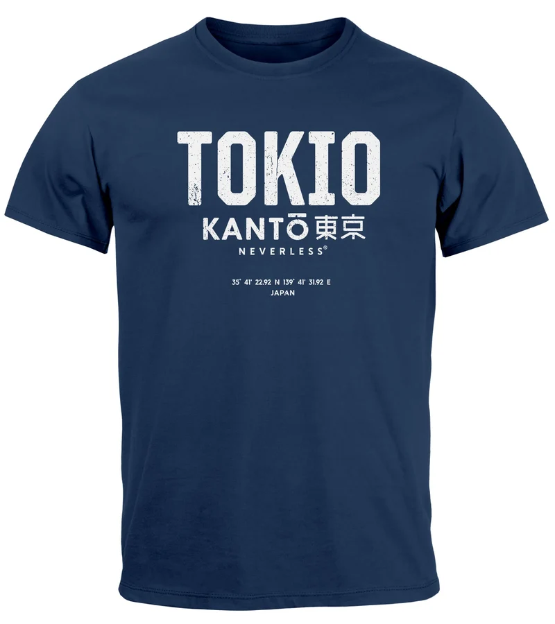 Herren T-Shirt Frontprint Tokyo Japan Japanische Schriftzeichen Grafik Printshirt Fashion Streetstyle