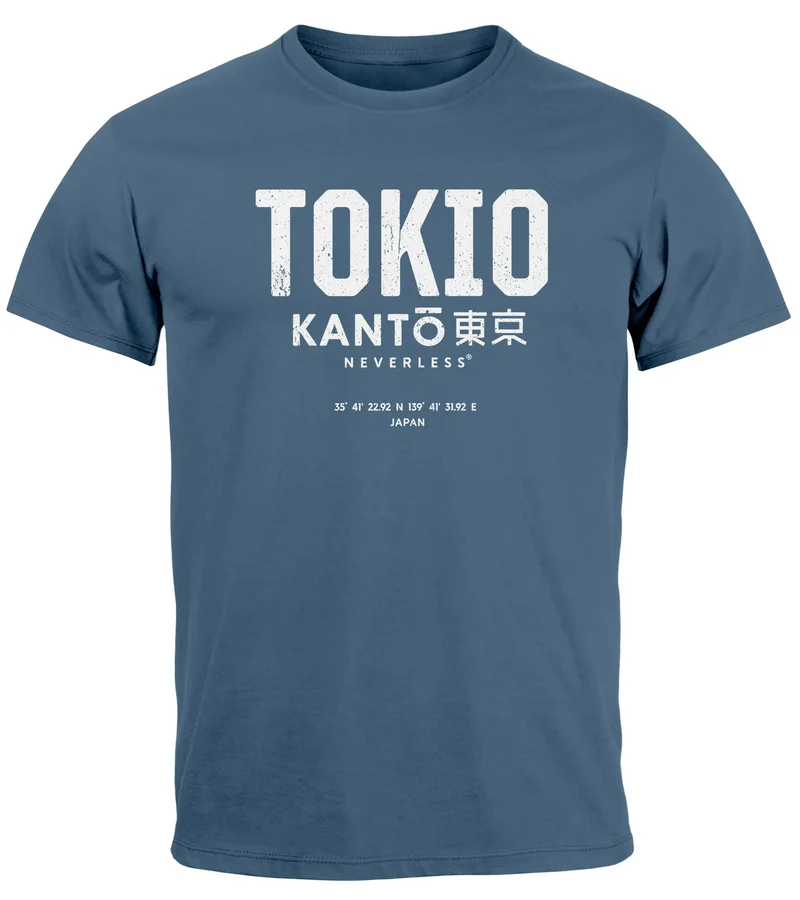 Herren T-Shirt Frontprint Tokyo Japan Japanische Schriftzeichen Grafik Printshirt Fashion Streetstyle