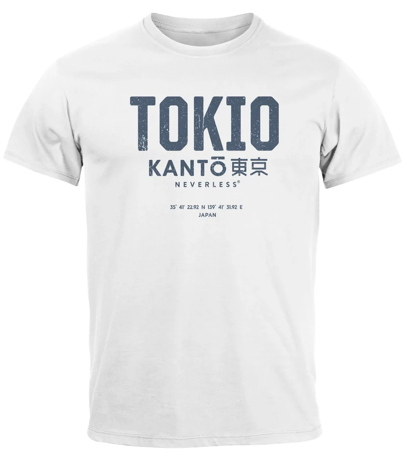 Herren T-Shirt Frontprint Tokyo Japan Japanische Schriftzeichen Grafik Printshirt Fashion Streetstyle