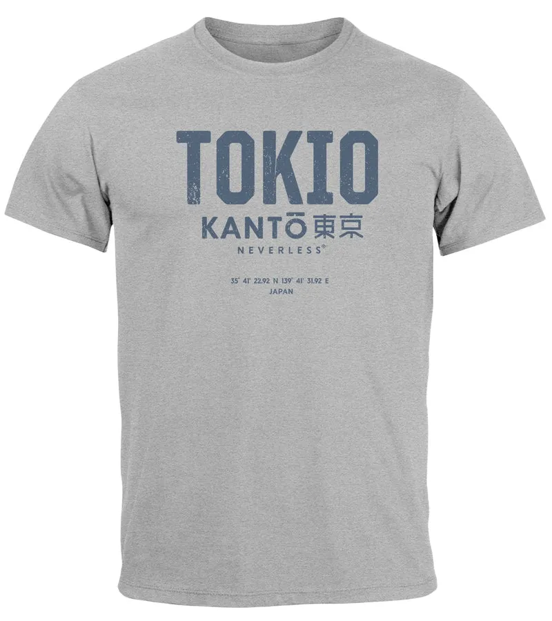 Herren T-Shirt Frontprint Tokyo Japan Japanische Schriftzeichen Grafik Printshirt Fashion Streetstyle
