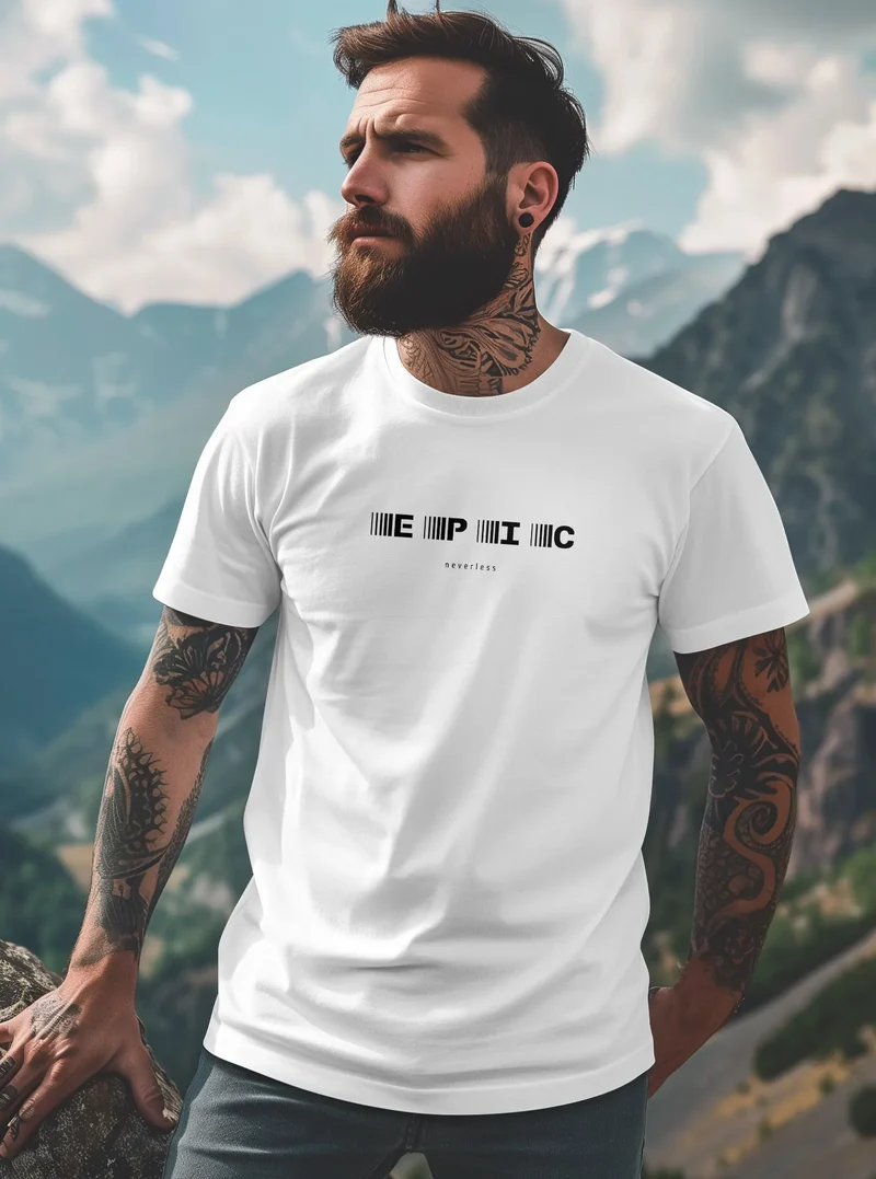 Herren T-Shirt Print Aufdruck Epic Schriftzug Statement Frontprint Fashion Streetstyle