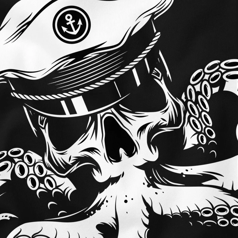 Herren T-Shirt Kapitän Totenkopf Oktopus Captain Skull Krake Fashion Streetstyle