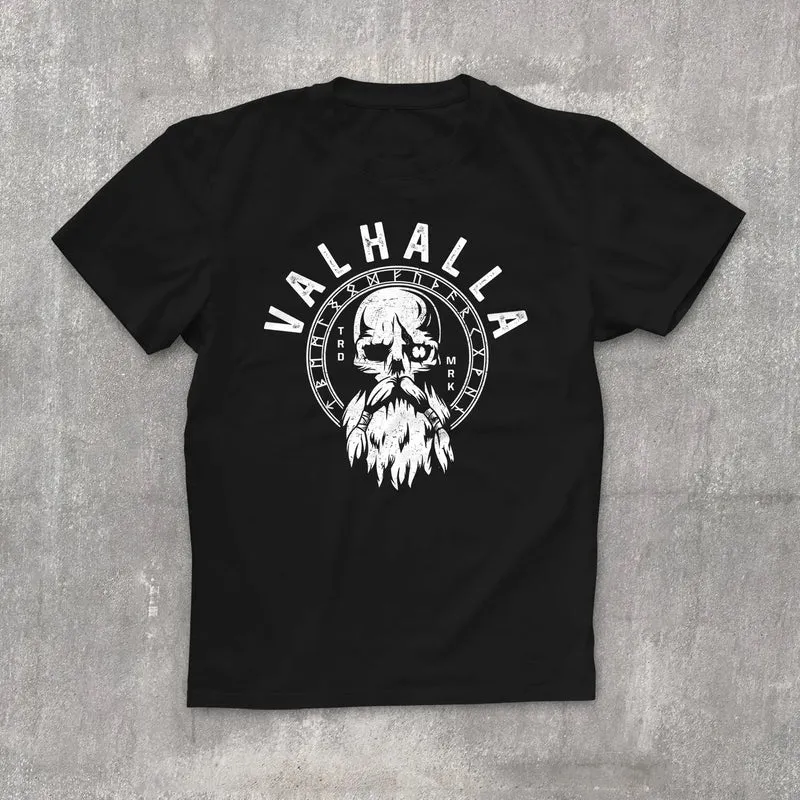 Herren T-Shirt Valhalla Totenkopf Odin Runen Wikinger Fashion Streetstyle