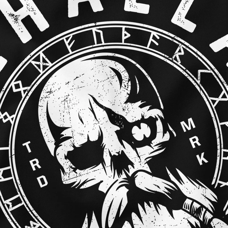 Herren T-Shirt Valhalla Totenkopf Odin Runen Wikinger Fashion Streetstyle
