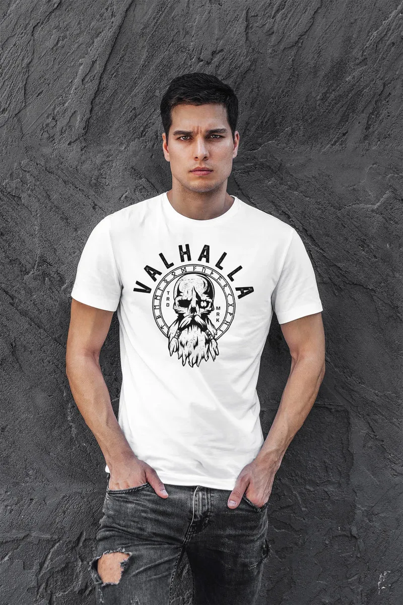 Herren T-Shirt Valhalla Totenkopf Odin Runen Wikinger Fashion Streetstyle