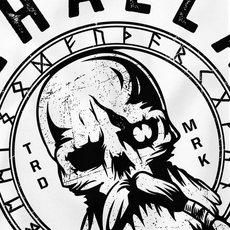 Herren T-Shirt Valhalla Totenkopf Odin Runen Wikinger Fashion Streetstyle