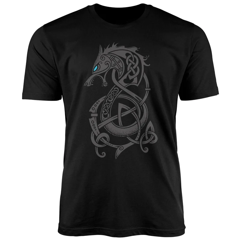 Herren T-Shirt Wolf Fenrir Fabelwesen Wikinger nordische Mythologie Odin Fashion Streetstyle