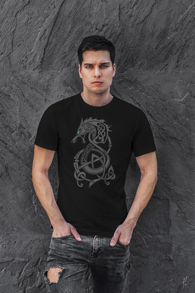 Herren T-Shirt Wolf Fenrir Fabelwesen Wikinger nordische Mythologie Odin Fashion Streetstyle
