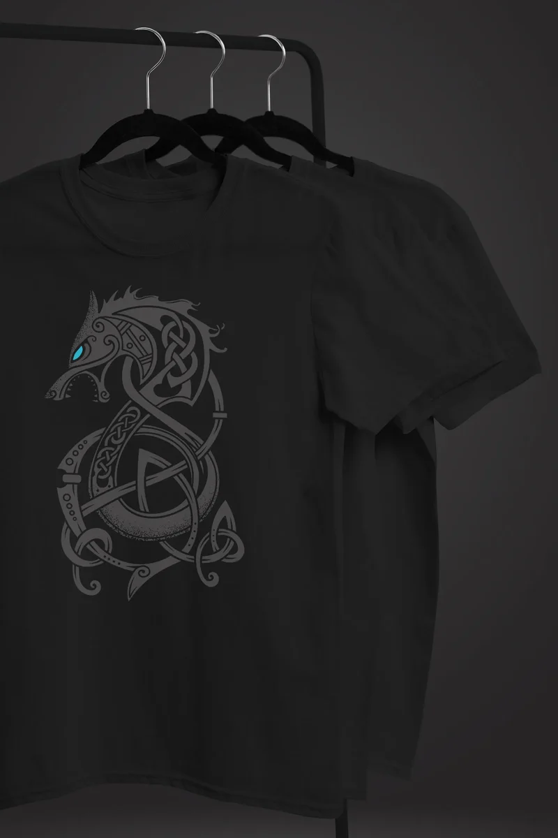Herren T-Shirt Wolf Fenrir Fabelwesen Wikinger nordische Mythologie Odin Fashion Streetstyle