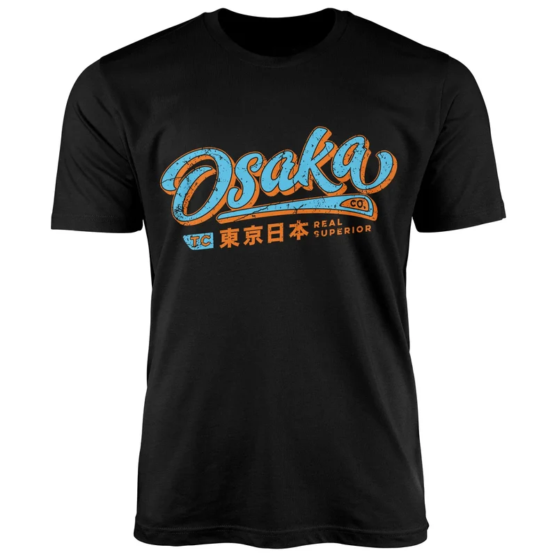Herren T-Shirt japanische Schriftzeichen Japan Schriftzug Osaka Fashion Streetstyle