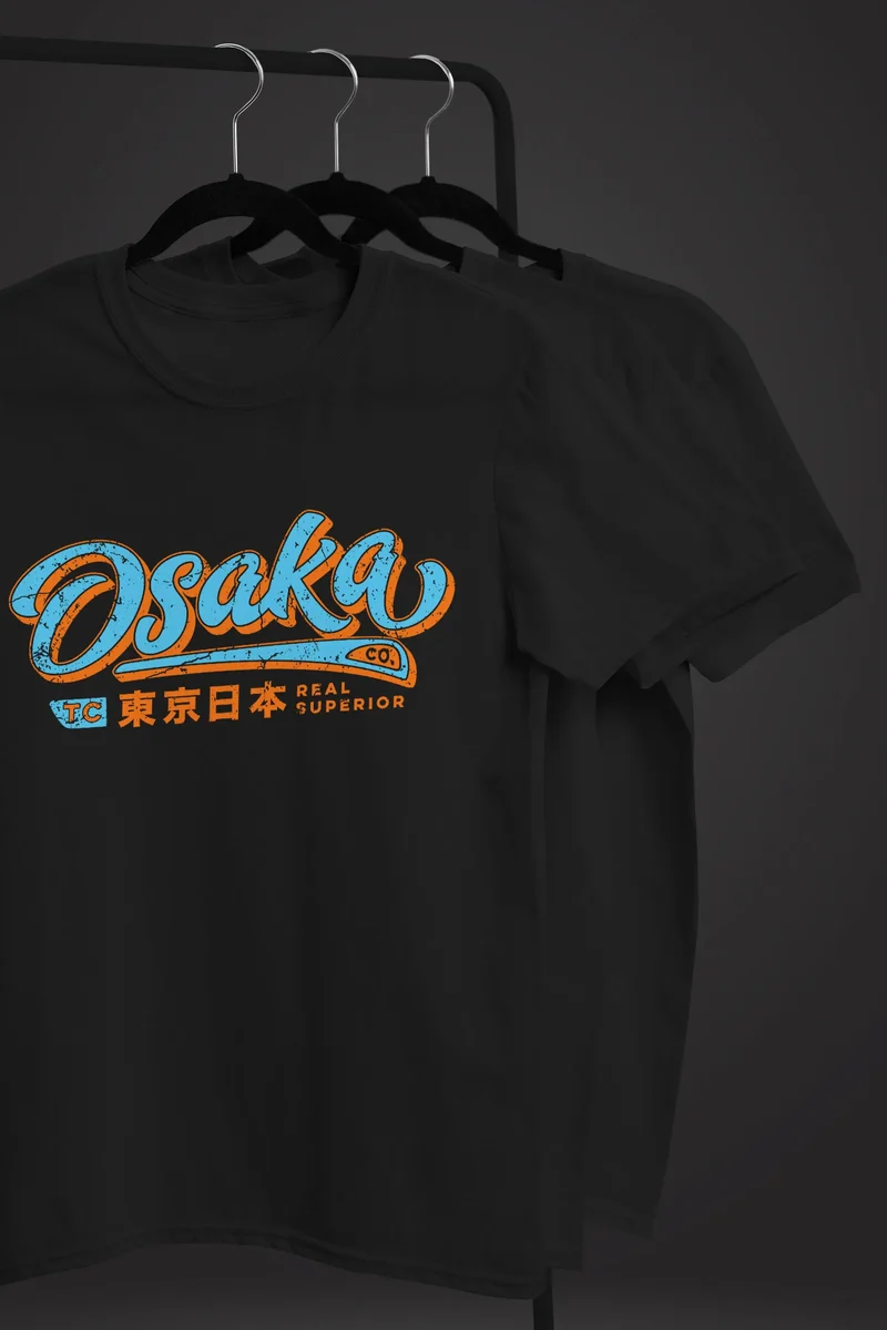 Herren T-Shirt japanische Schriftzeichen Japan Schriftzug Osaka Fashion Streetstyle