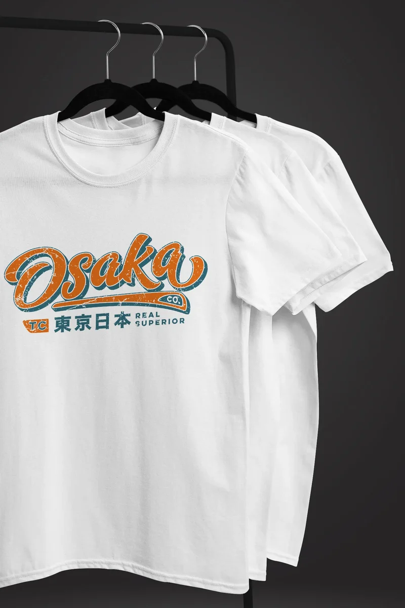 Herren T-Shirt japanische Schriftzeichen Japan Schriftzug Osaka Fashion Streetstyle