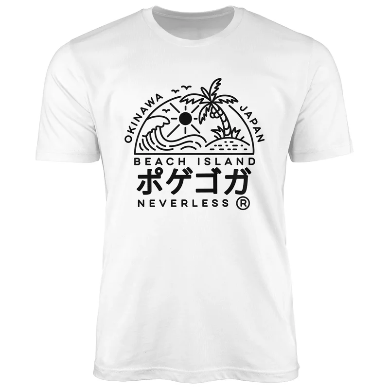 Herren T-Shirt Japan Okinawa Beach Island japanische Schriftzeichen Fashion Streetstyle
