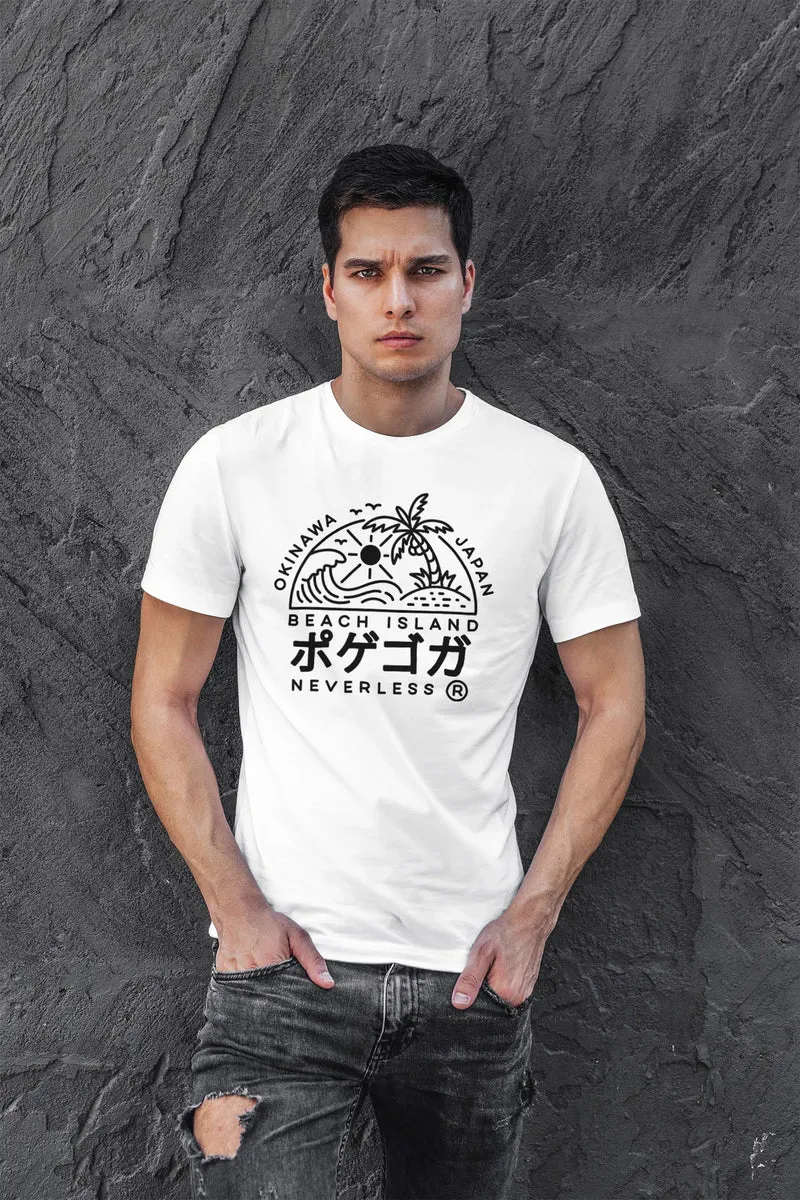 Herren T-Shirt Japan Okinawa Beach Island japanische Schriftzeichen Fashion Streetstyle