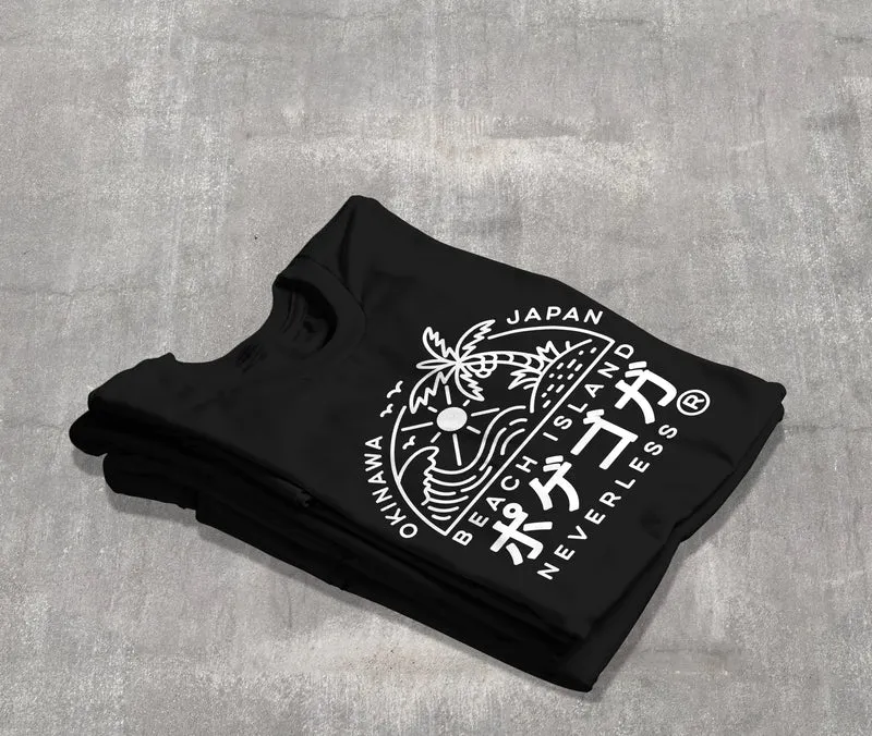 Herren T-Shirt Japan Okinawa Beach Island japanische Schriftzeichen Fashion Streetstyle