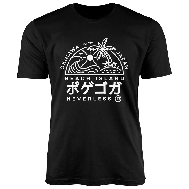 Herren T-Shirt Japan Okinawa Beach Island japanische Schriftzeichen Fashion Streetstyle