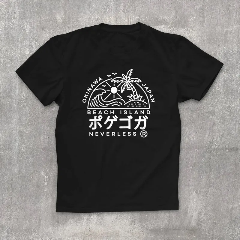 Herren T-Shirt Japan Okinawa Beach Island japanische Schriftzeichen Fashion Streetstyle