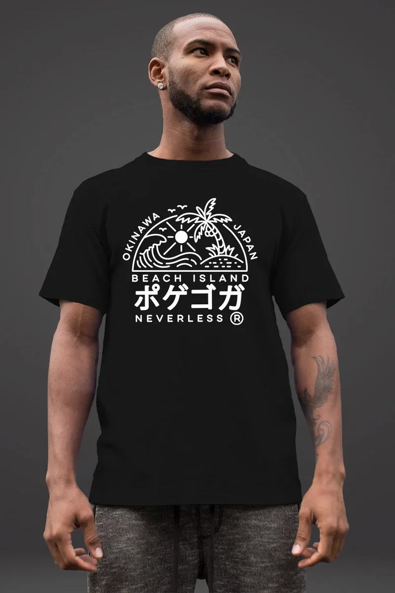 Herren T-Shirt Japan Okinawa Beach Island japanische Schriftzeichen Fashion Streetstyle