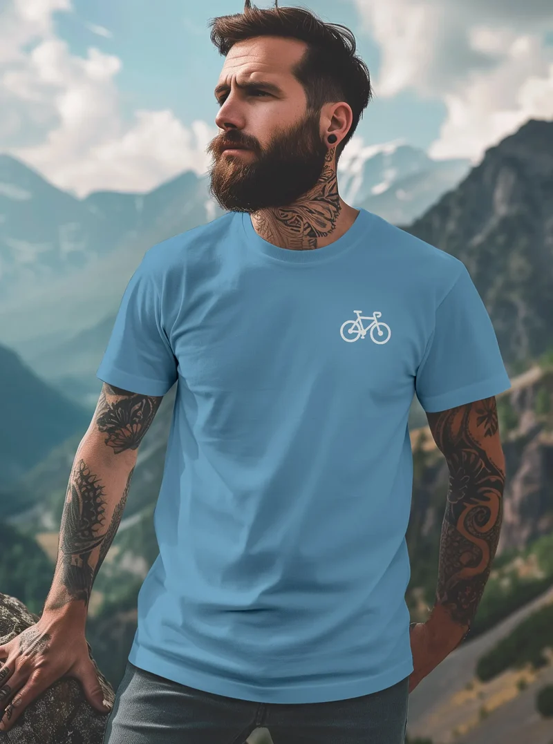 Herren T-Shirt Fahrrad Bike Printshirt Logo Aufdruck Radfahrer Outdoor Fashion Streetstyle