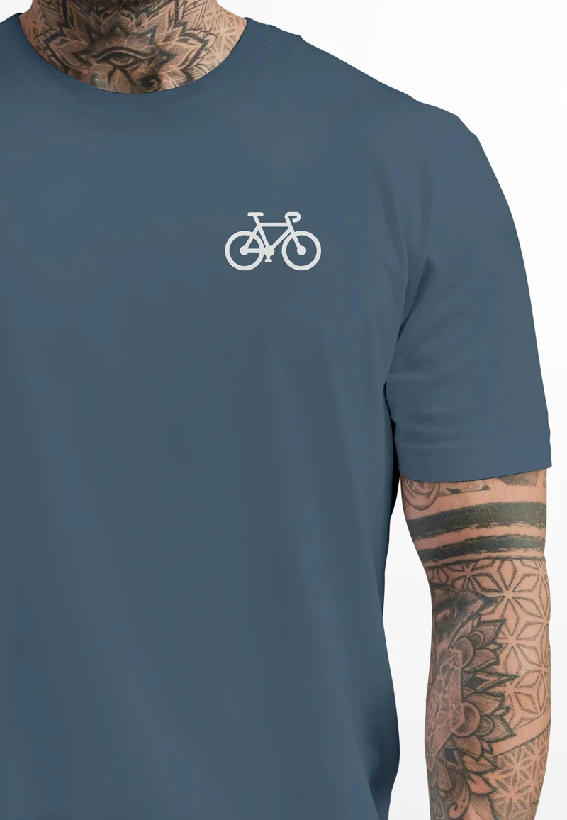 Herren T-Shirt Fahrrad Bike Printshirt Logo Aufdruck Radfahrer Outdoor Fashion Streetstyle