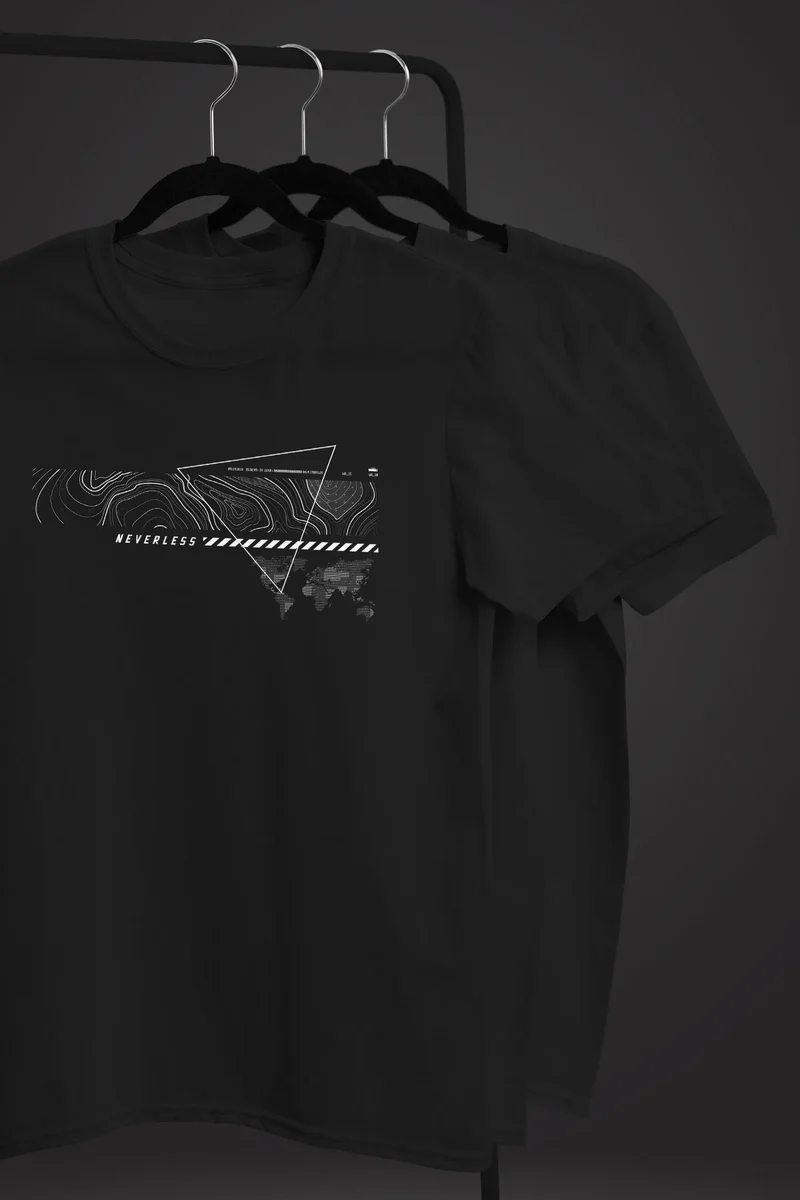 Herren T-Shirt Print Aufdruck World Techno Welt Fashion Streetstyle Techwear