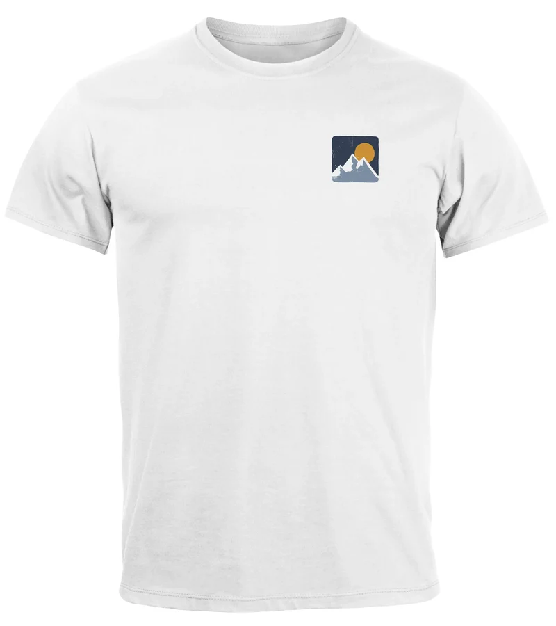 Herren T-Shirt Backprint Berge Wandern Berg-Grafik Vintage Retro Style Männer Fashion Streetstyle