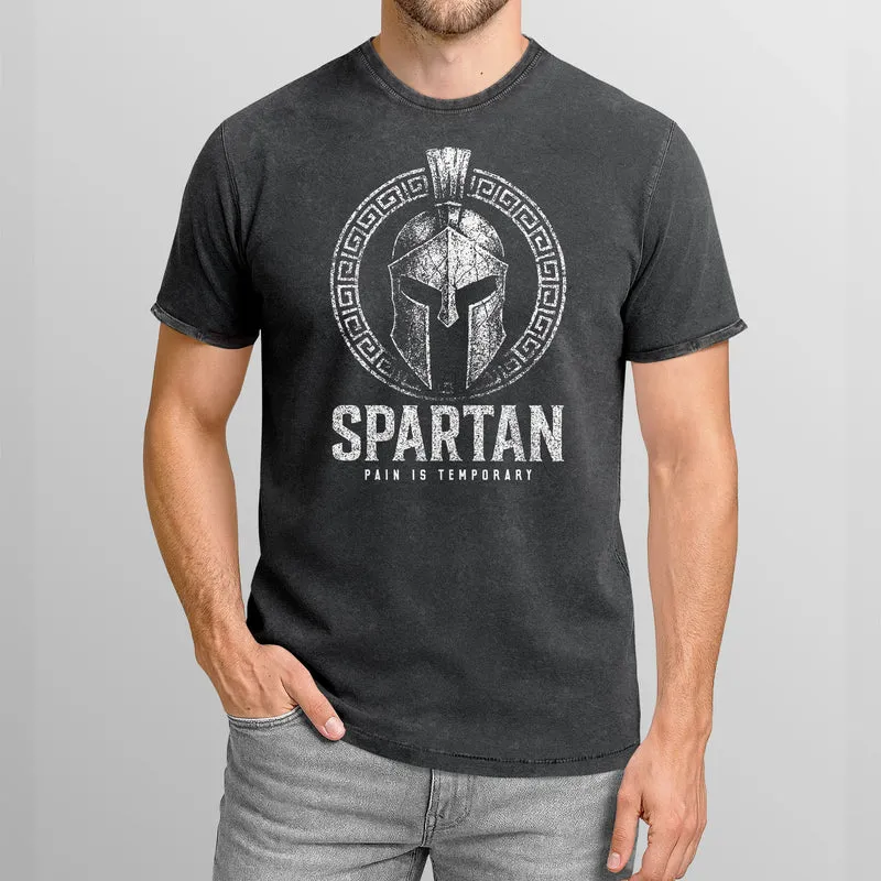 Herren Vintage Shirt Spartan Helm Athletic Printshirt Aufdruck Frontprint Used Look Fashion Streestyle