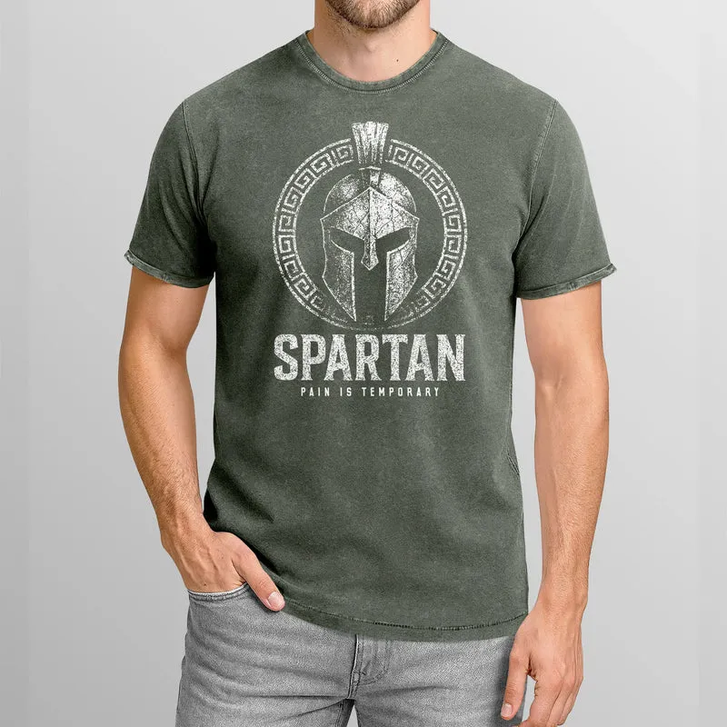 Herren Vintage Shirt Spartan Helm Athletic Printshirt Aufdruck Frontprint Used Look Fashion Streestyle