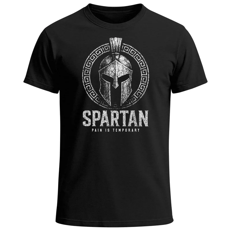 Herren T-Shirt Fashion Spartan Helm Athletic Printshirt Aufdruck Frontprint Streetstyle Sommer Männer