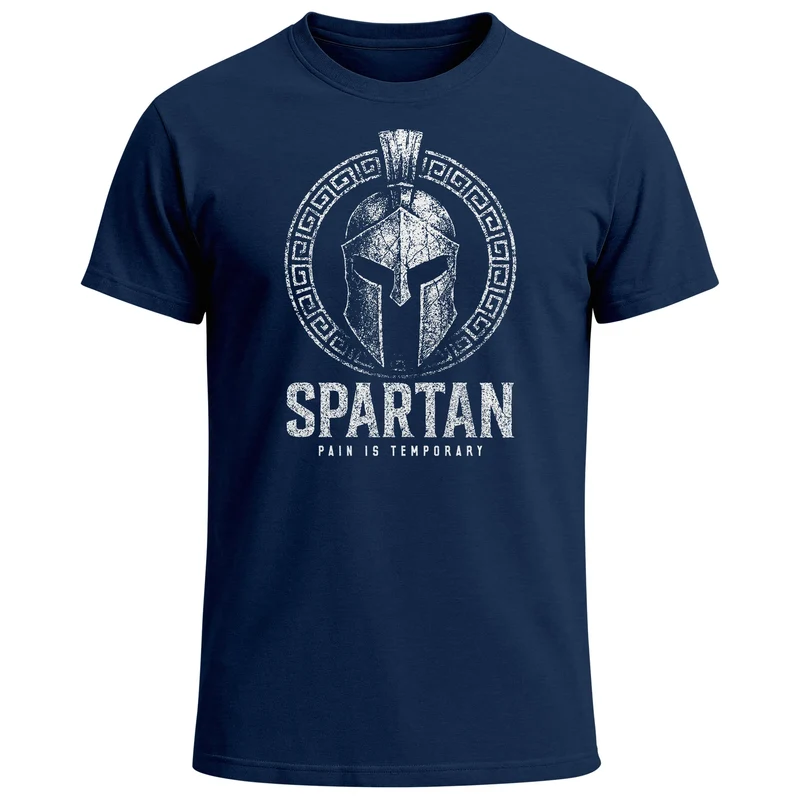 Herren T-Shirt Fashion Spartan Helm Athletic Printshirt Aufdruck Frontprint Streetstyle Sommer Männer