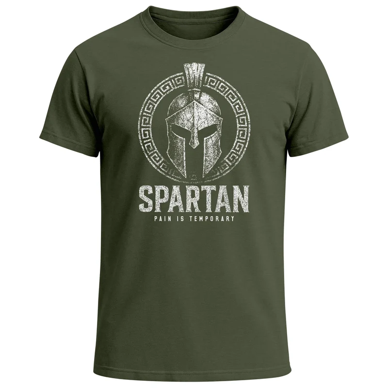 Herren T-Shirt Fashion Spartan Helm Athletic Printshirt Aufdruck Frontprint Streetstyle Sommer Männer