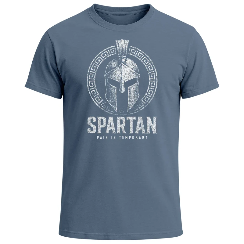 Herren T-Shirt Fashion Spartan Helm Athletic Printshirt Aufdruck Frontprint Streetstyle Sommer Männer