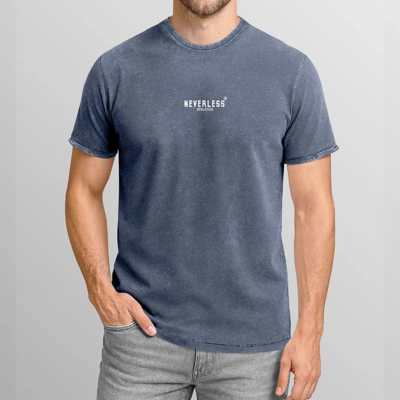 Herren Vintage T-Shirt Backprint Athletic Design Sparta Schriftzug Printshirt Aufdruck Used Look