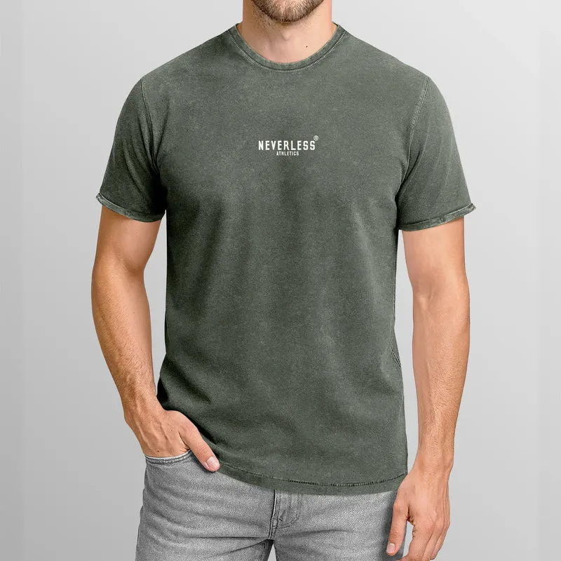 Herren Vintage T-Shirt Backprint Athletic Design Sparta Schriftzug Printshirt Aufdruck Used Look