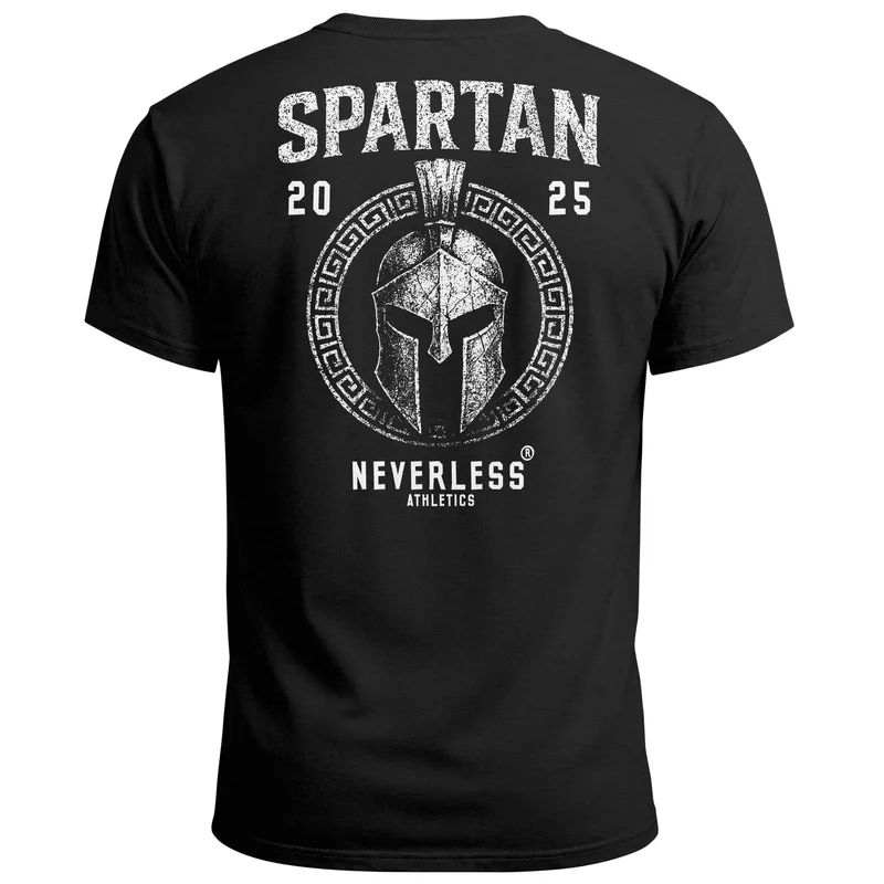 Herren T-Shirt Backprint Sparta Helm Krieger Fitness Training & Streetwear Baumwolle Kurzarm Männer Fashion