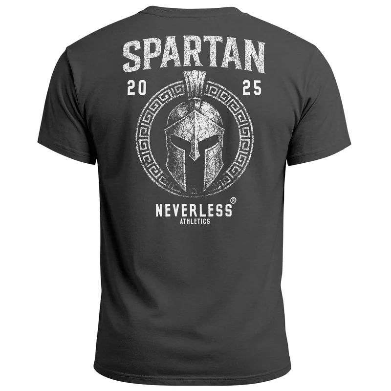 Herren T-Shirt Backprint Sparta Helm Krieger Fitness Training & Streetwear Baumwolle Kurzarm Männer Fashion