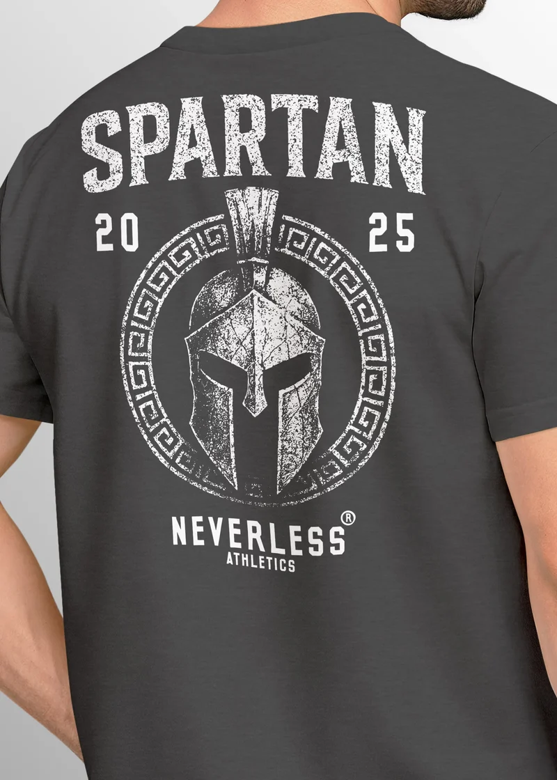 Herren T-Shirt Backprint Sparta Helm Krieger Fitness Training & Streetwear Baumwolle Kurzarm Männer Fashion